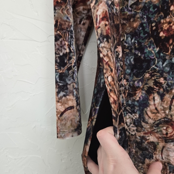 Soft Surroundings Velvet Patterned Long Sleeve Dress, XL - Picture 8 of 11